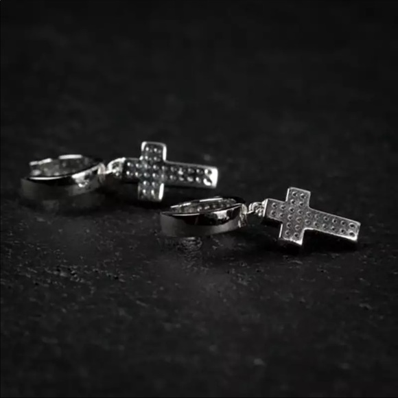 💙Stylish Cross - Shape Sterling Silver Earrings - Picture 4 of 5